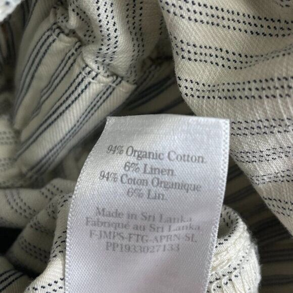 Everlane The Fatigue Apron Organic Cotton Linen Blend Jumpsuit Navy Stripe 8 - Picture 9 of 9